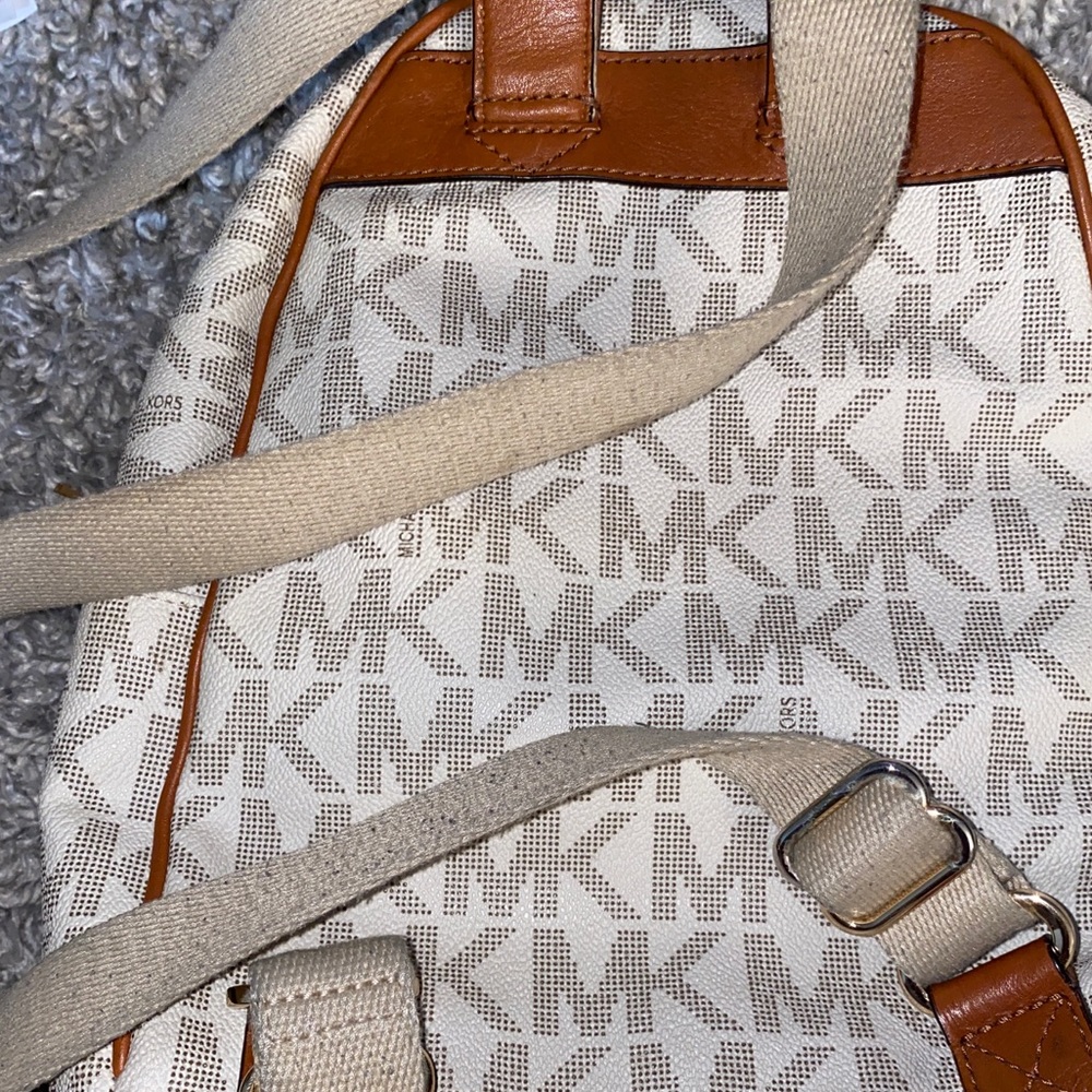 Michael Kors White Monogram Backpack - image 5